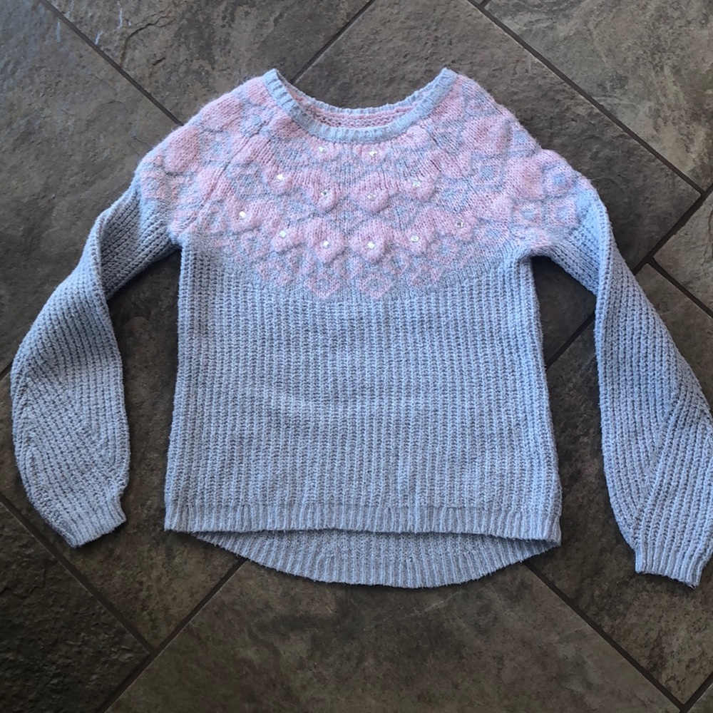 + JUSTICE + Pink & Gray Sweater